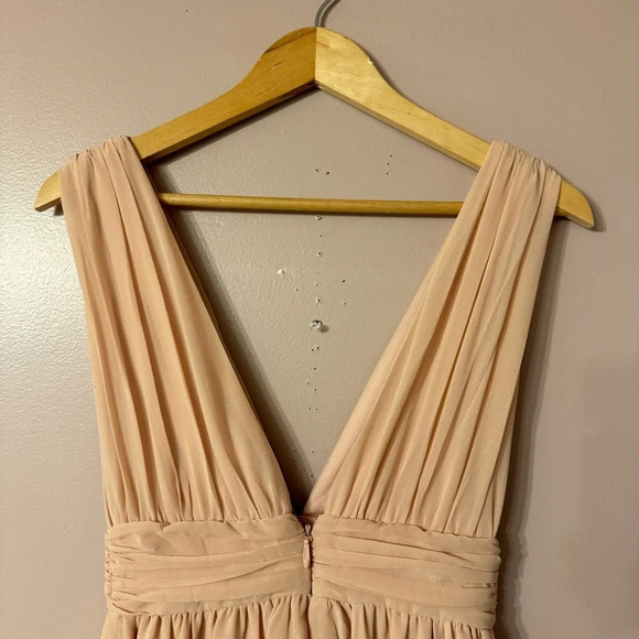 Lulus Chiffon Full Length Maxi Dress Champagne Size S - Picture 6 of 8